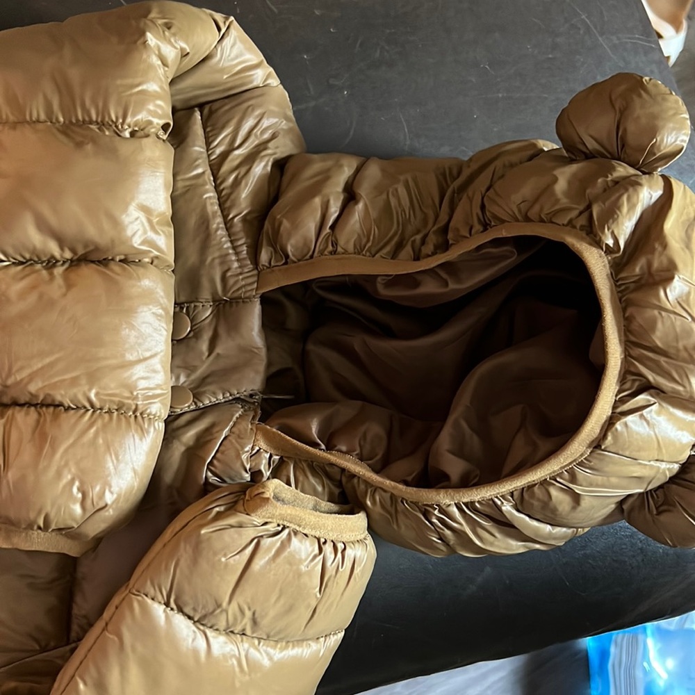 Fluffy baby boys jacket worn 2 times little ears brown 2-3t